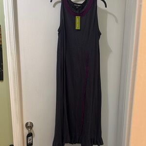 Little Journeys Chicago Charcoal and Plum Maxi Dress. NWT